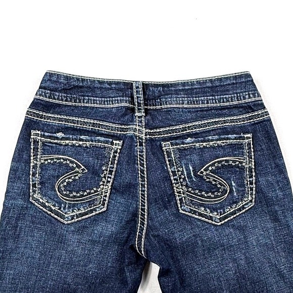 Silver Jeans Co Suki Straight Leg Dark Wash Thick Stitch Denim Jeans W28 L30 - Picture 2 of 9